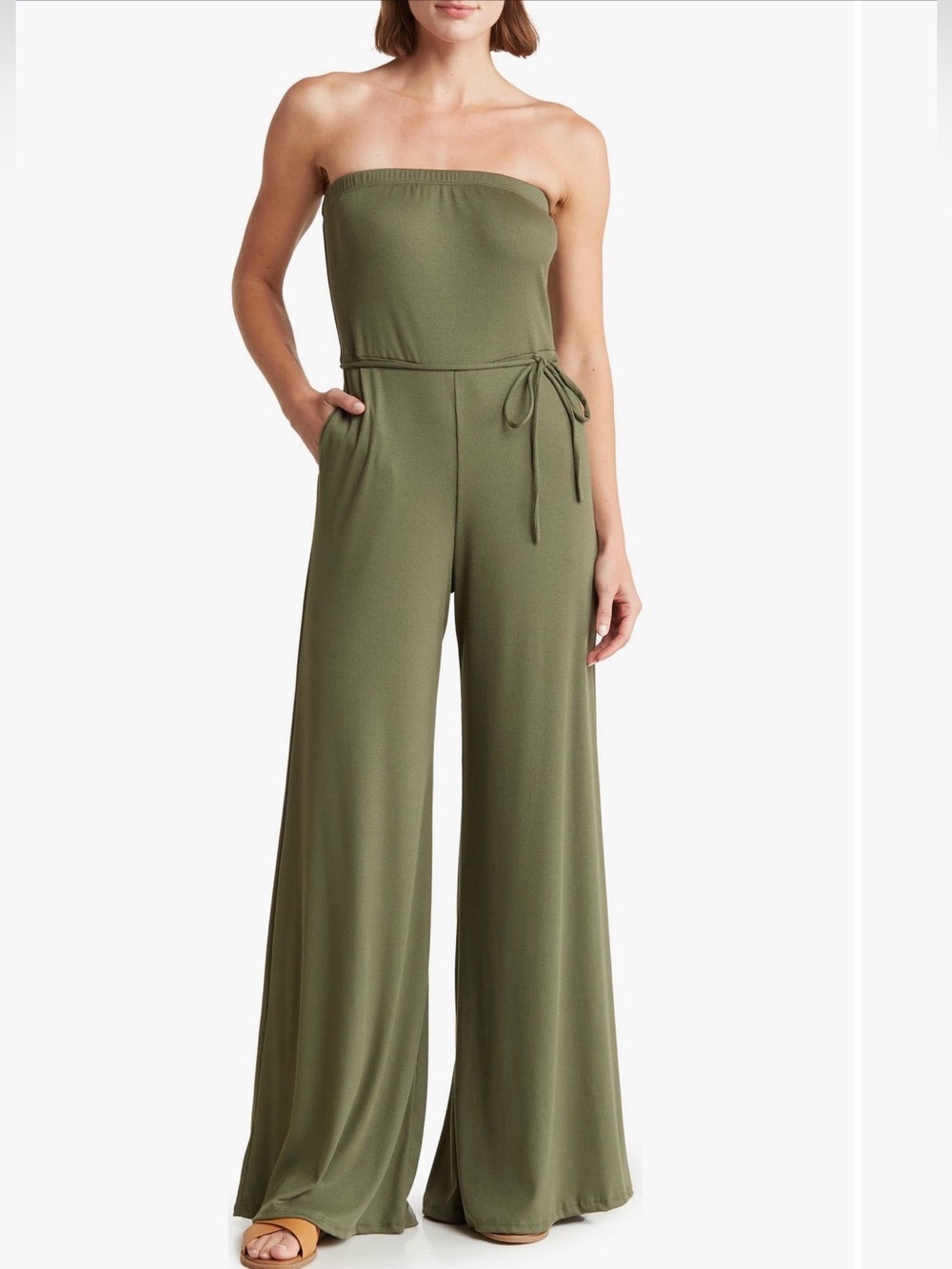 Go Couture | Olive | Strapless Wide-Leg Jumpsuit M‎